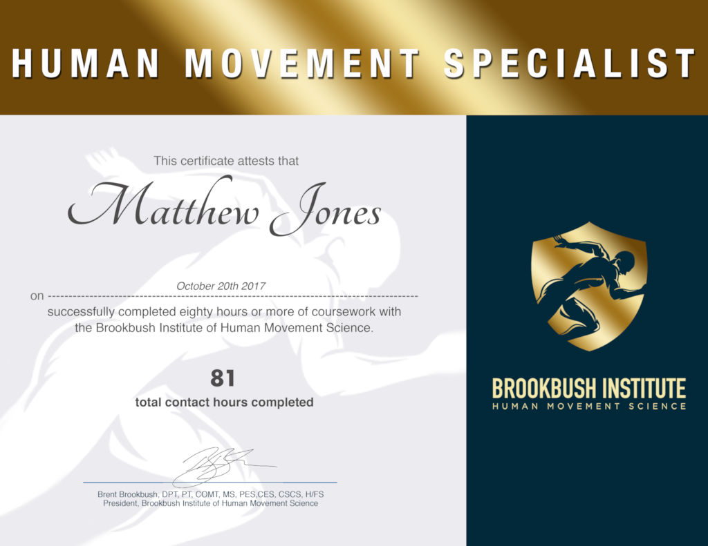 Brent Brookbush Human Movement Specialist Certification Brent Brookbush Human Movement Specialist Certification